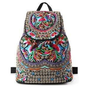 Colorful Vintage Women Embroidery Ethnic Backpack